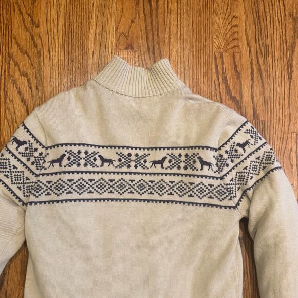 Southern Proper Men's S Farm Fair Isle Sweater Zip Up Preppy Christmas Lined Dog - Picture 5 of 15
